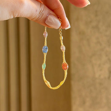 Colorful Rainbow Dopamine Gemstone Filament Mesh Bracelet