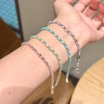 Square Light Blue Copper Bracelet For Women